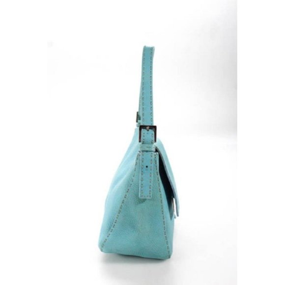 FENDI Mamma Selleria Soft Turquoise Baguette - Picture 10 of 10